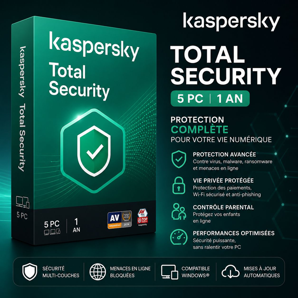 Kaspersky Antivirus one year 5 PC